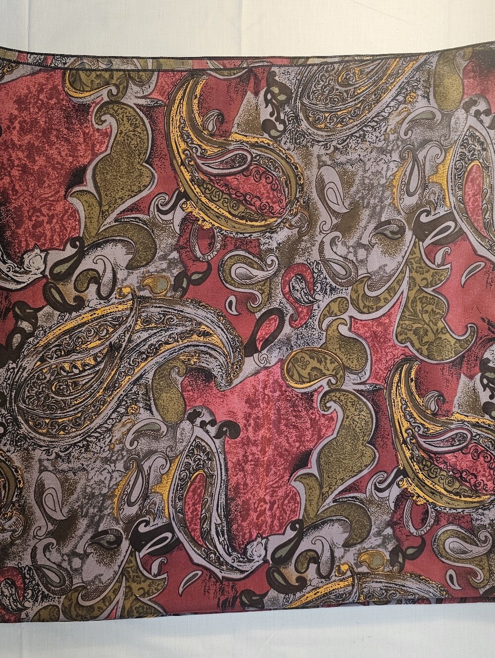 Paisley Print Decorative Fabric Panel in Red and Gold Made In Korea